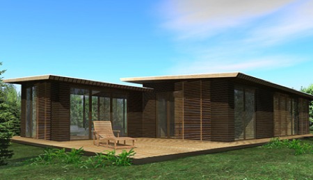 maison loft en bois avec terrasse